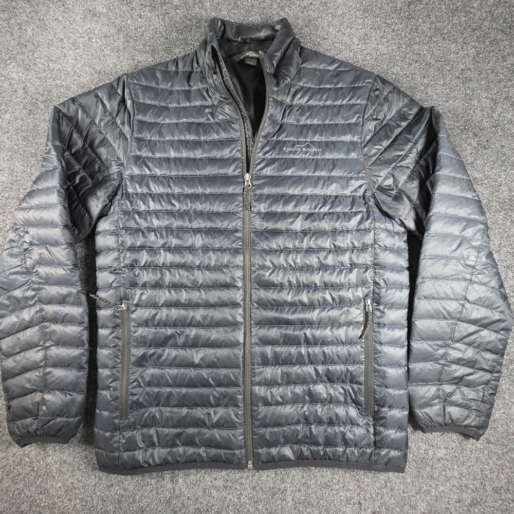 Eddie Bauer EB650 Down Insulated Puffer Jacket Mens S Black Full Zip Quilted